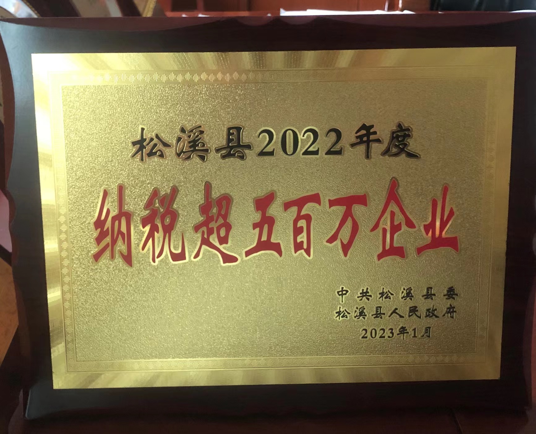 喜報！易順建工集團喜獲“松溪縣2022年度納稅超五百萬(wàn)企業(yè)”榮譽(yù)